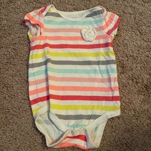 Circo rainbow striped onesie flower floral embellishment snaps short sleeve
